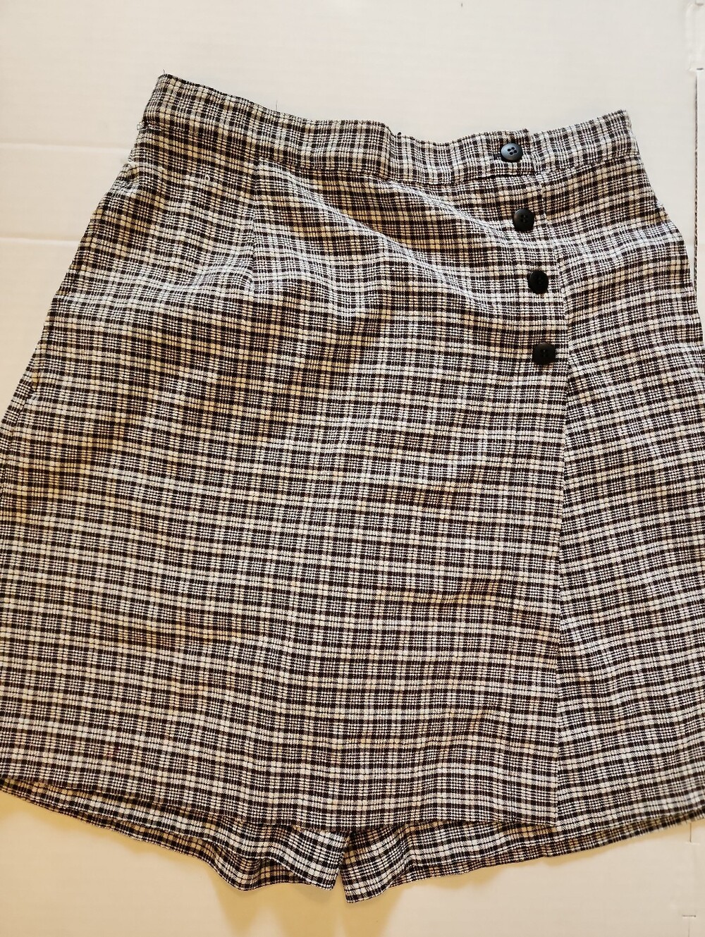 Vintage Talbots Skort Classic Black & White Plaid A-Line Women's Skirt Sz 6 USA